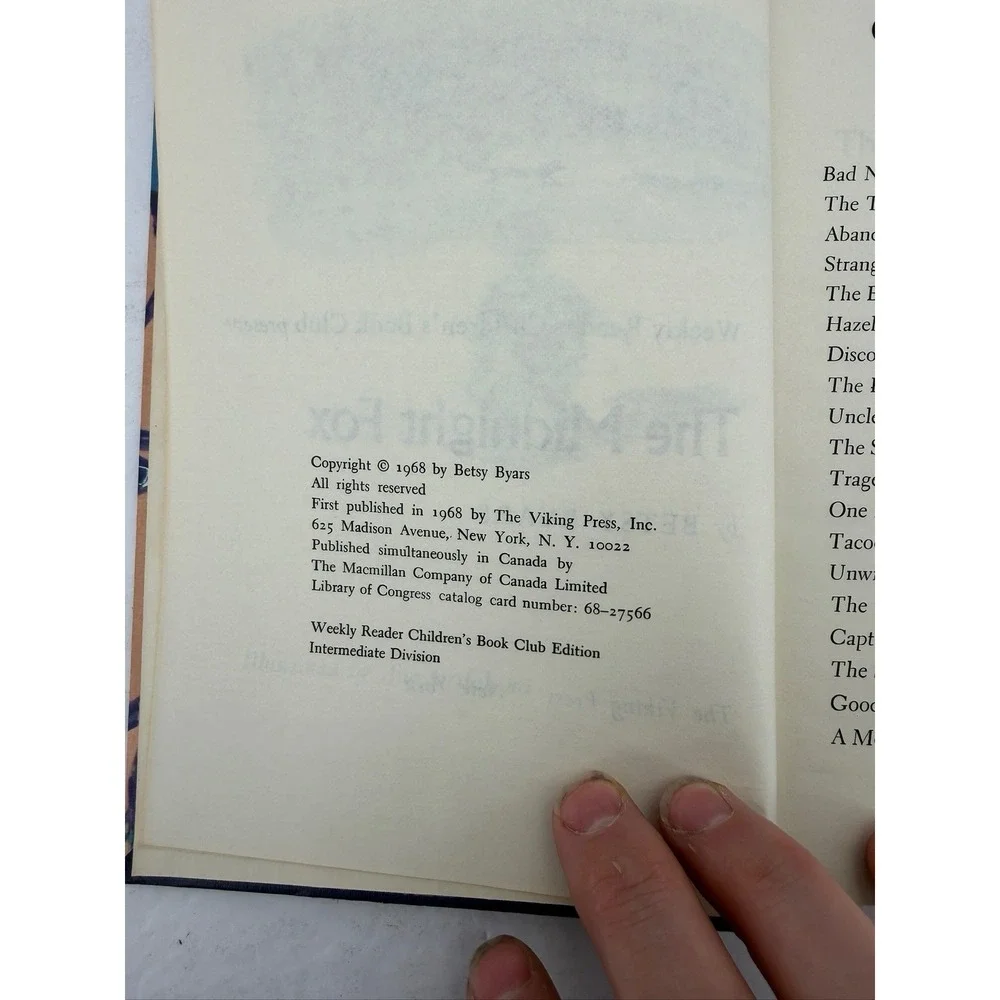 The Midnight Fox by Betsy Byars (1968, Hardcover) Weekly Reader - Vintage